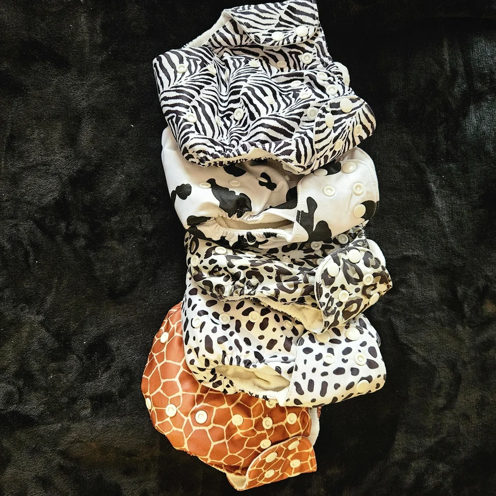 Zebra, Cow, and Giraffe Print Diaper Covers